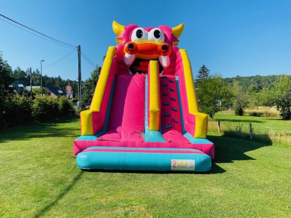 Chateau gonflable dragon rose