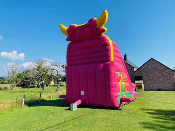 Chateau gonflable dragon rose