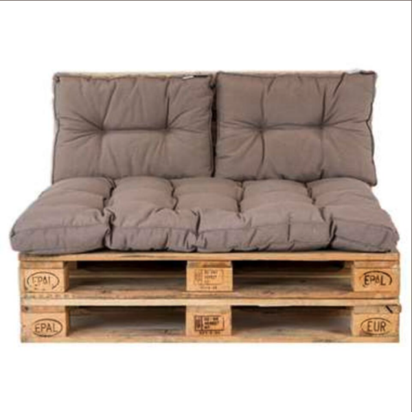 Fauteuil en bois, avec coussin gris